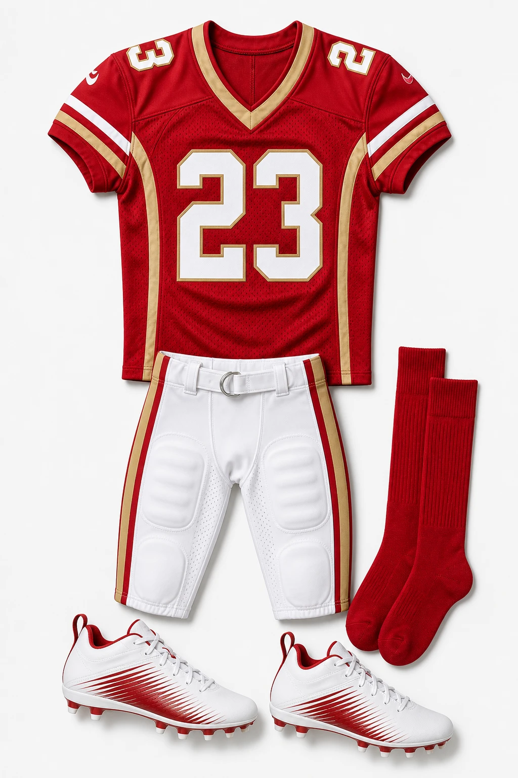 San Francisco 49ers inspired American football uniform outfit image